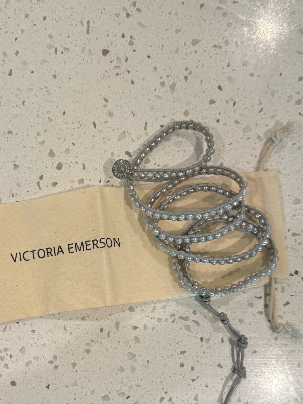 Victoria Emerson Freshwater Pearls on Gray 5-Wrap Bracelet